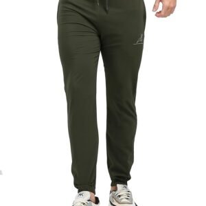 NS Parachute Lycra Track Pants with Ankle Rib-Olive
