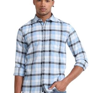 Slub Check Fabric Shirt-Light Blue