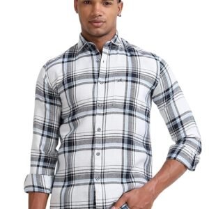 Slub Check Fabric Shirt-Blue & White